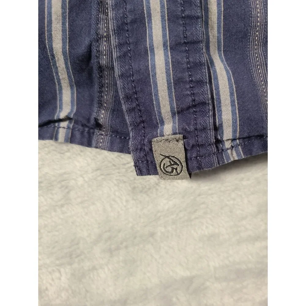 The North Face Shirt Mens Large Blue Striped Button Up Long Sleeve Outdoors‎